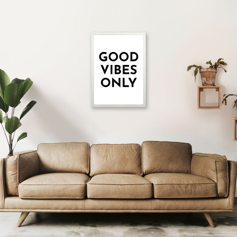 Good Vibes Only Typography Art Print by Pixy Paper A2 Oak Frame