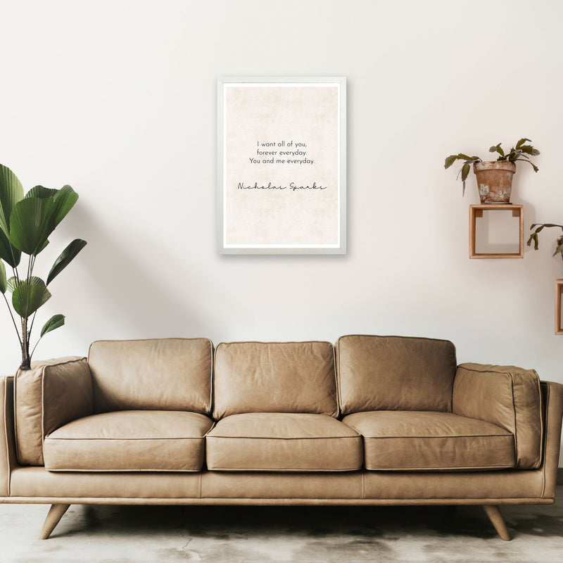 You and Me - Nicholas Sparks Art Print by Pixy Paper A2 Oak Frame