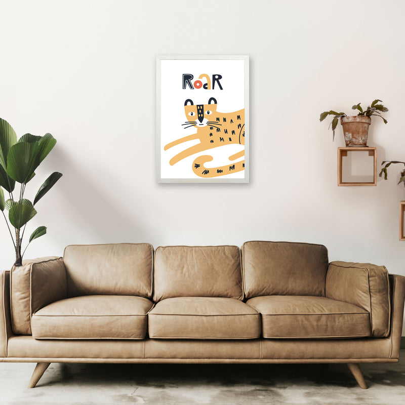 Roar leopard Art Print by Pixy Paper A2 Oak Frame