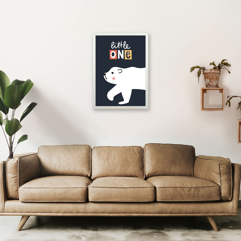 Little one polar bear Art Print by Pixy Paper A2 Oak Frame