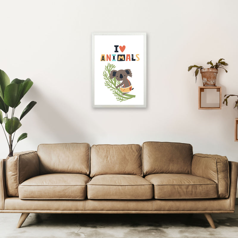 I love animals koala Art Print by Pixy Paper A2 Oak Frame