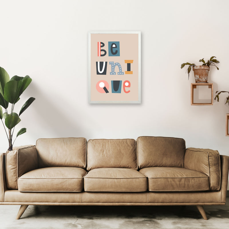 Be Unique Neutral kids Art Print by Pixy Paper A2 Oak Frame