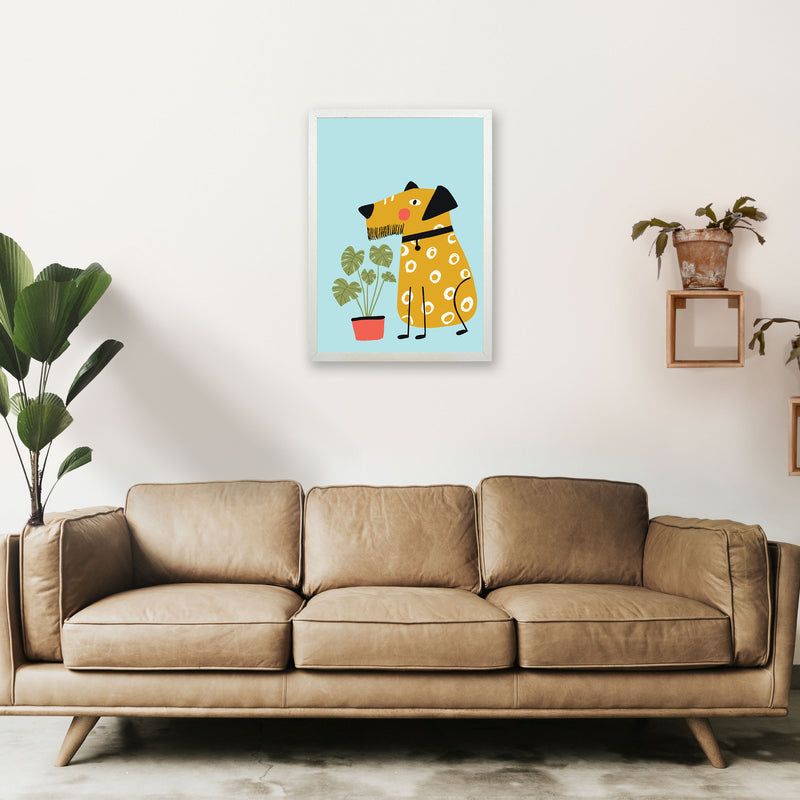 Bearded Dog Art Print by Pixy Paper A2 Oak Frame