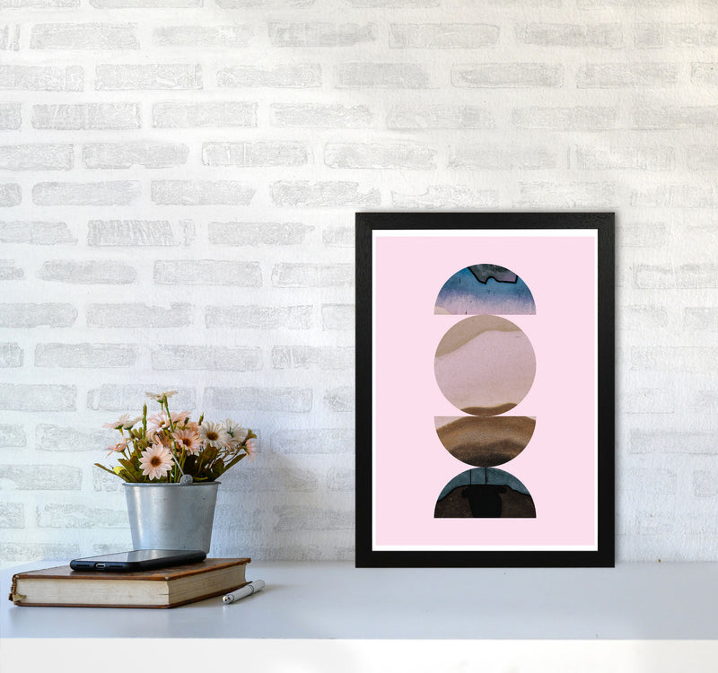 Abstract Circles Pink Background Modern Print A3 White Frame