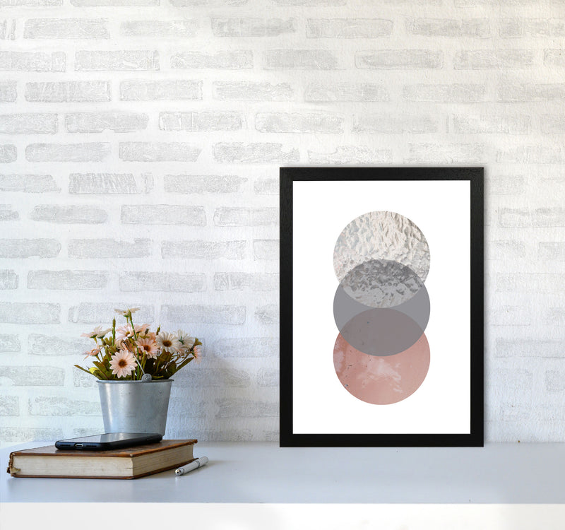 Peach, Sand And Glass Abstract Circles Modern Print A3 White Frame