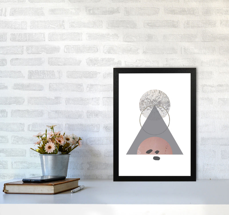 Peach, Sand And Glass Abstract Triangle Modern Print A3 White Frame