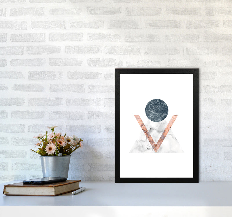 Marble Triangle Abstract Modern Print A3 White Frame