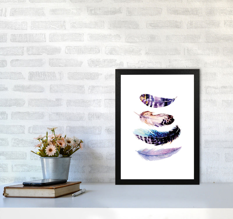 Purple Bird Feathers Abstract Modern Print A3 White Frame
