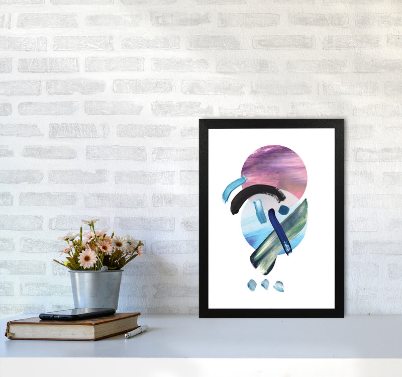 Purple And Blue Mixed Watercolour Abstract Modern Print A3 White Frame