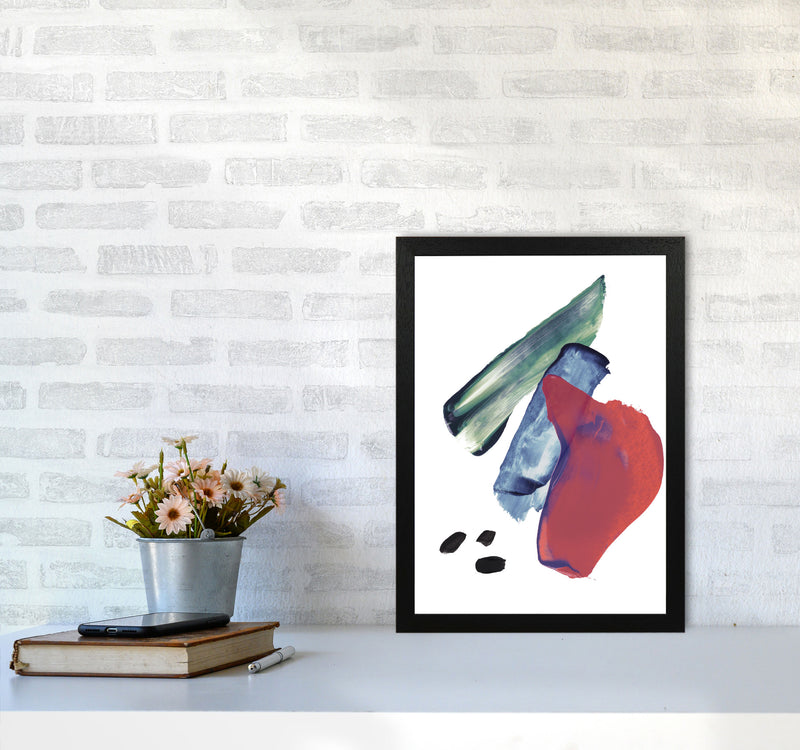 Red And Blue Mixed Watercolour Abstract Modern Print A3 White Frame