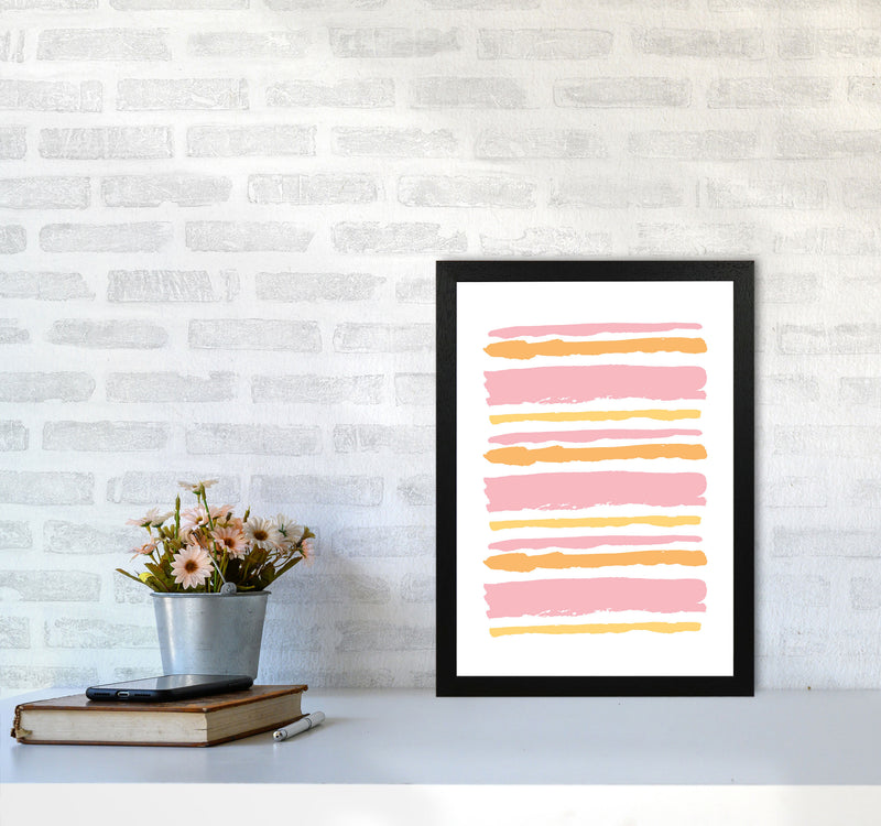 Pink Contrast Abstract Stripes Modern Print A3 White Frame