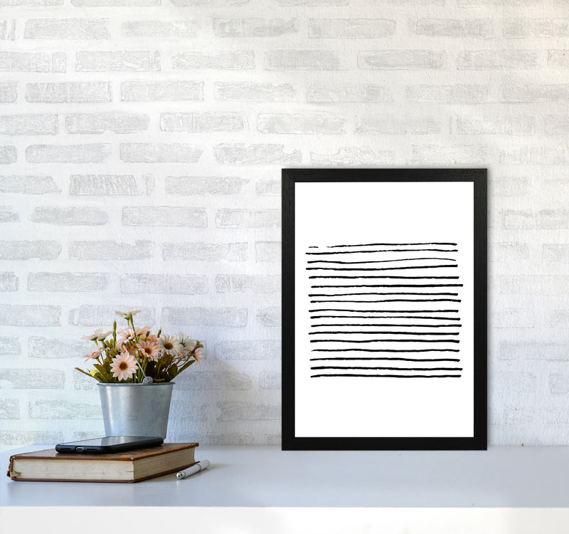Black Zebra Lines Abstract Modern Print A3 White Frame
