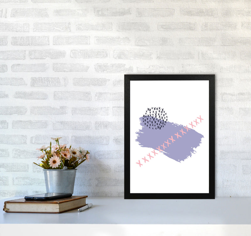 Purple X Paint Brush Abstract Modern Print A3 White Frame