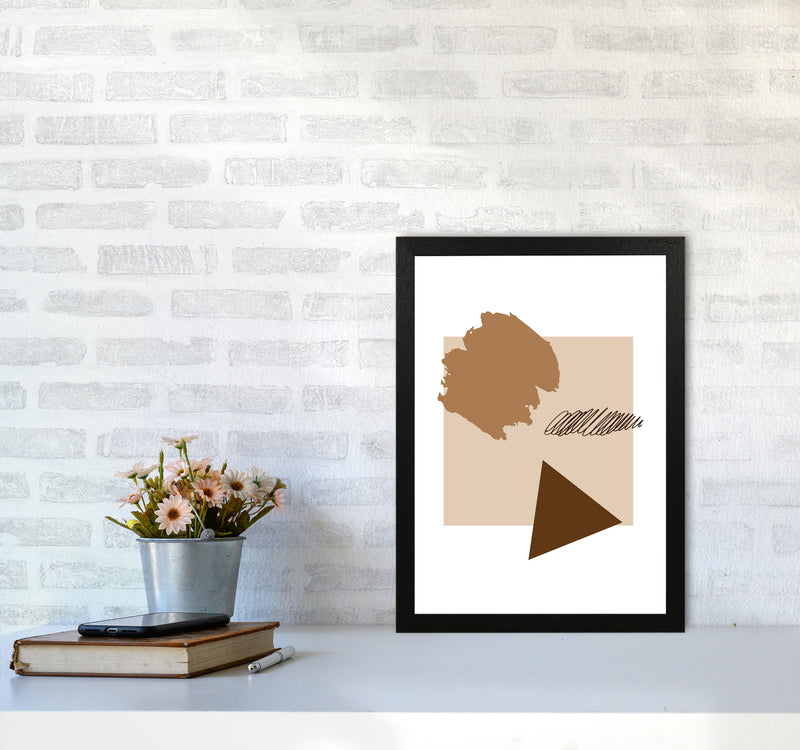 Taupe Square Mismatch Abstract Modern Print A3 White Frame
