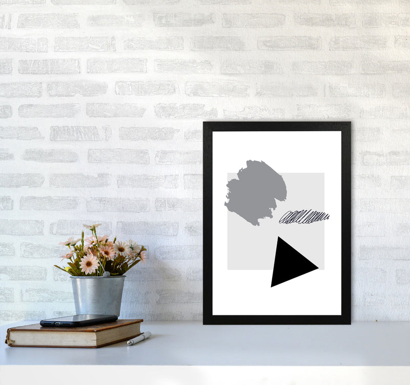 Grey Square Mismatch Abstract Modern Print A3 White Frame