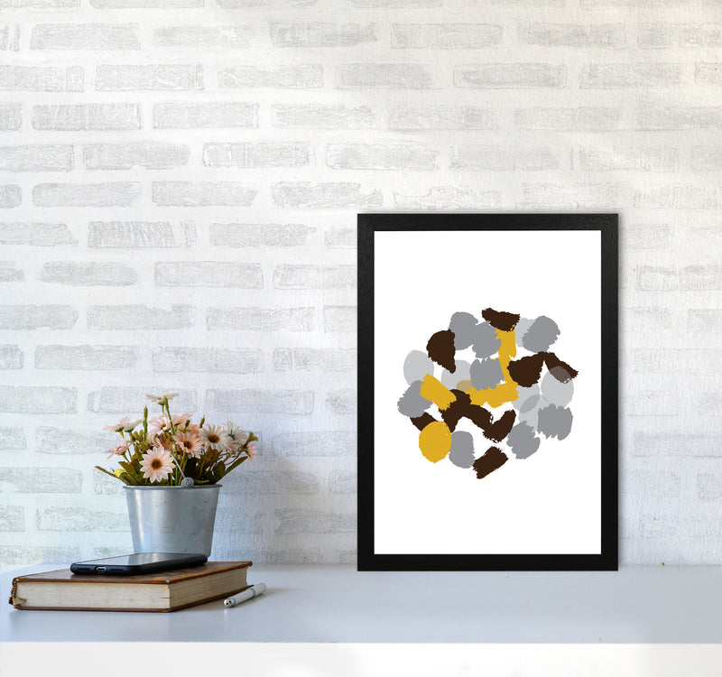 Mustard Abstract Paint Splodge Modern Print A3 White Frame