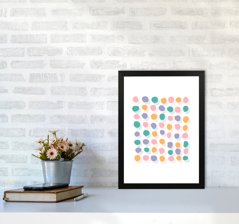 Pink Polka Dots Abstract Modern Print A3 White Frame