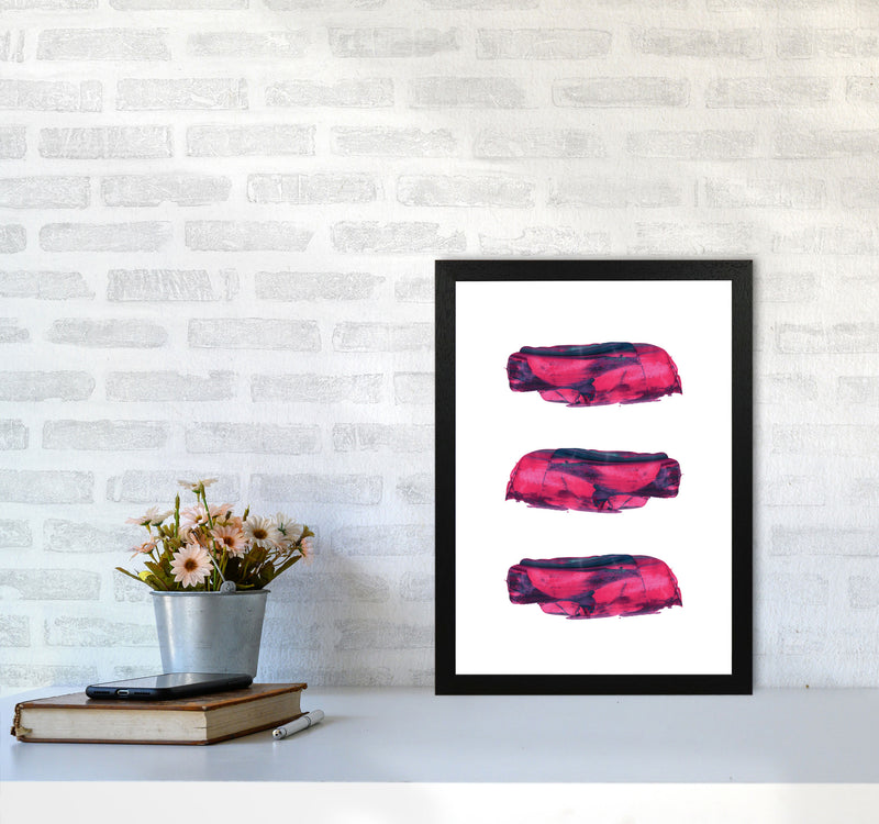 Pink And Purple Abstract Paint Strokes Modern Print A3 White Frame