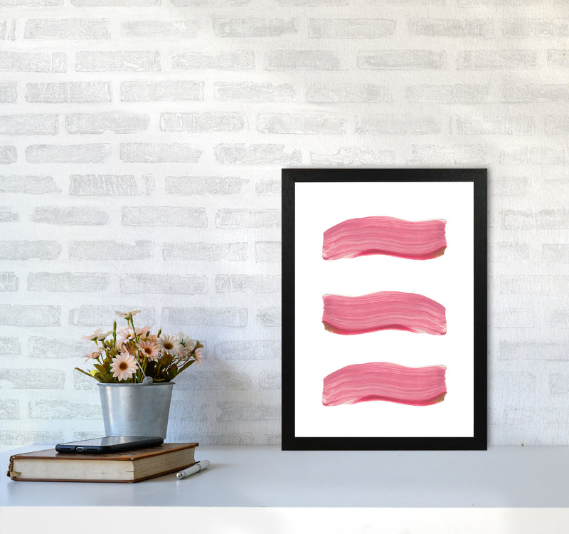 Light Pink Abstract Paint Strokes Modern Print A3 White Frame
