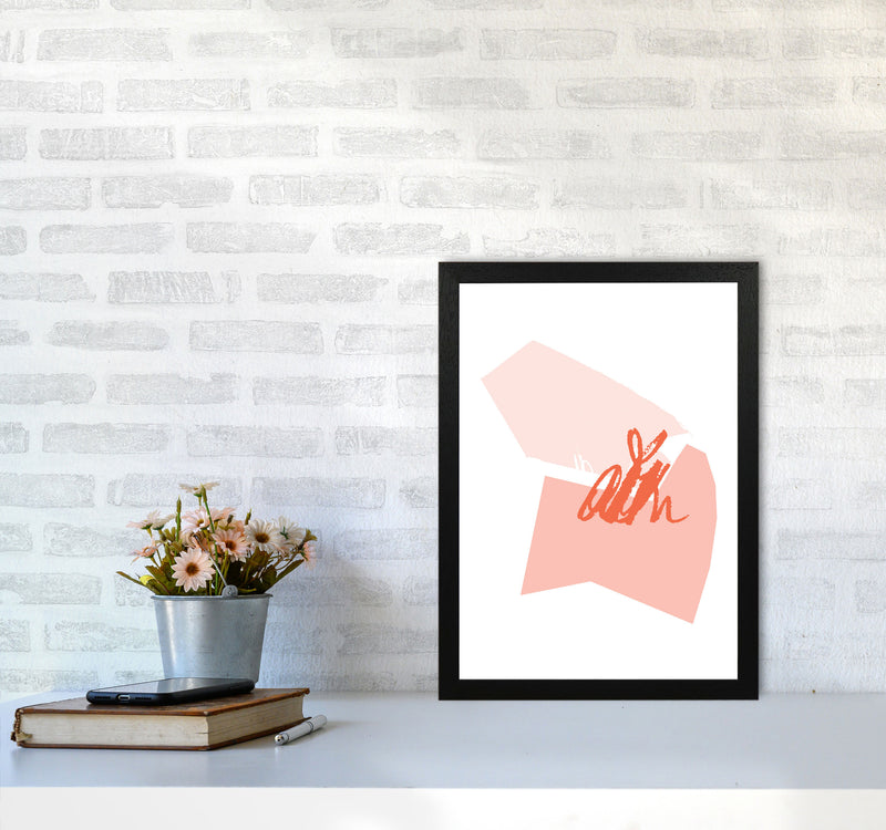 Pink And Coral Abstract Shapes Modern Print A3 White Frame