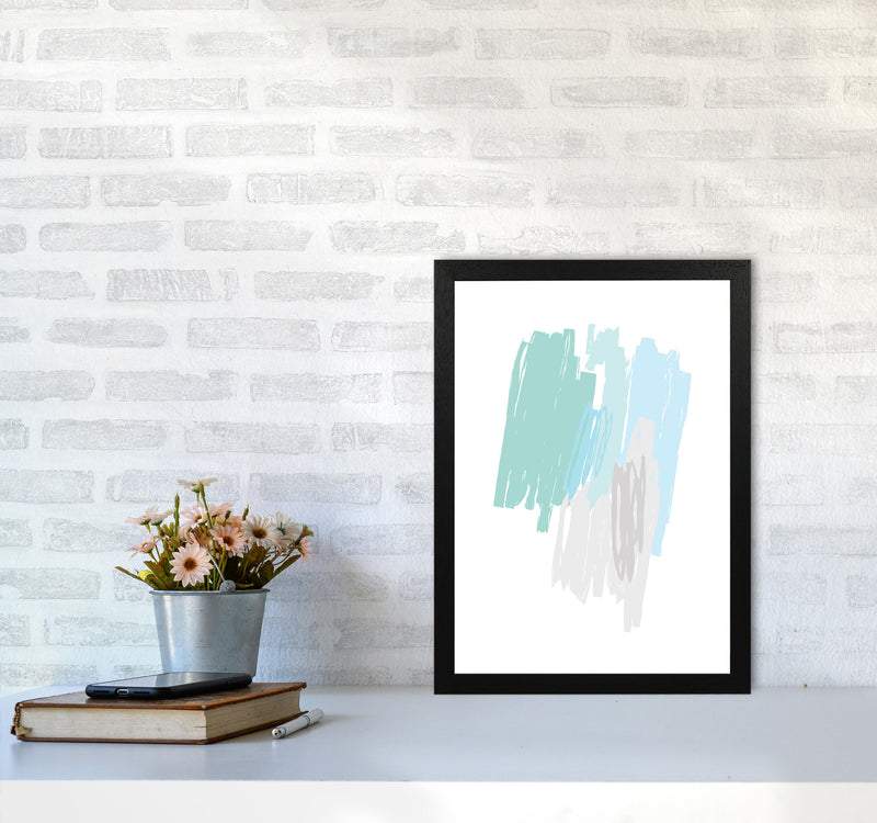 Mint Scribbles Abstract Drawings Modern Print A3 White Frame