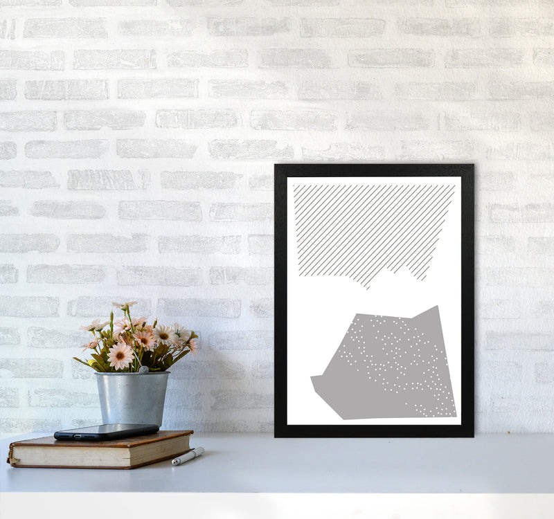 Grey Top And Bottom Abstract Modern Print A3 White Frame