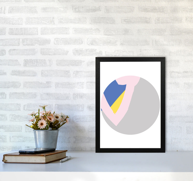 Grey, Pink And Navy Abstract Circle Modern Print A3 White Frame