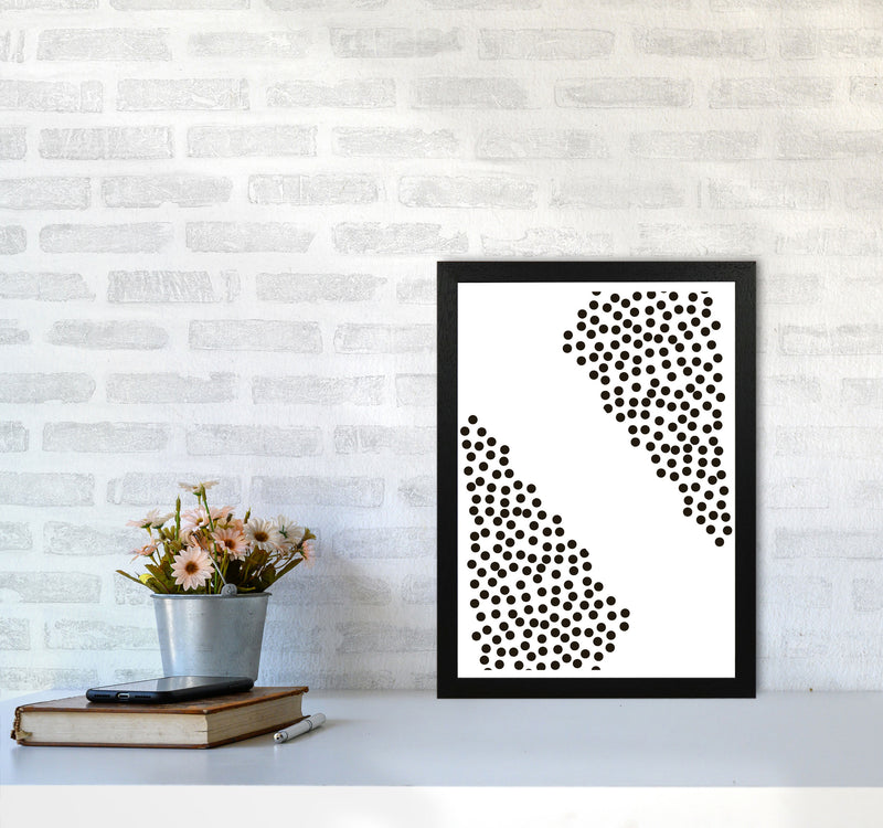 Black Corner Polka Dots Abstract Modern Print A3 White Frame