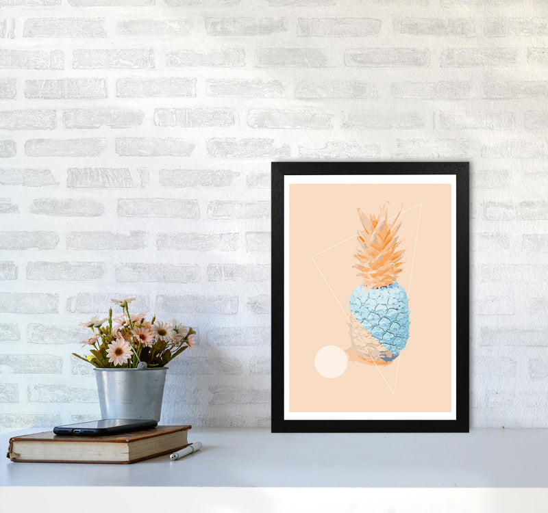 Blue And Pink Pineapple Modern Print, Framed Kitchen Wall Art A3 White Frame