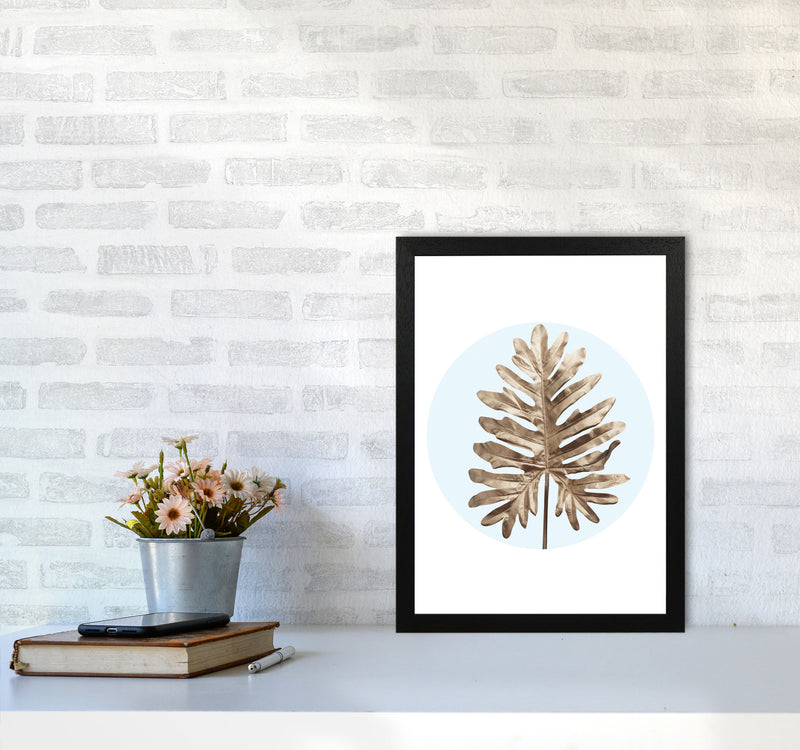 Abstract Blue Leaf Modern Print, Framed Botanical & Nature Art Print A3 White Frame