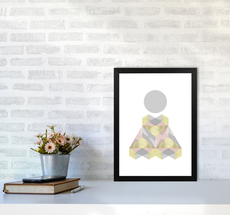 Gold, Pink And Grey Abstract Shapes Modern Print A3 White Frame