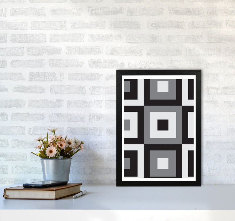 Grey Abstract Patterns 1 Modern Print A3 White Frame