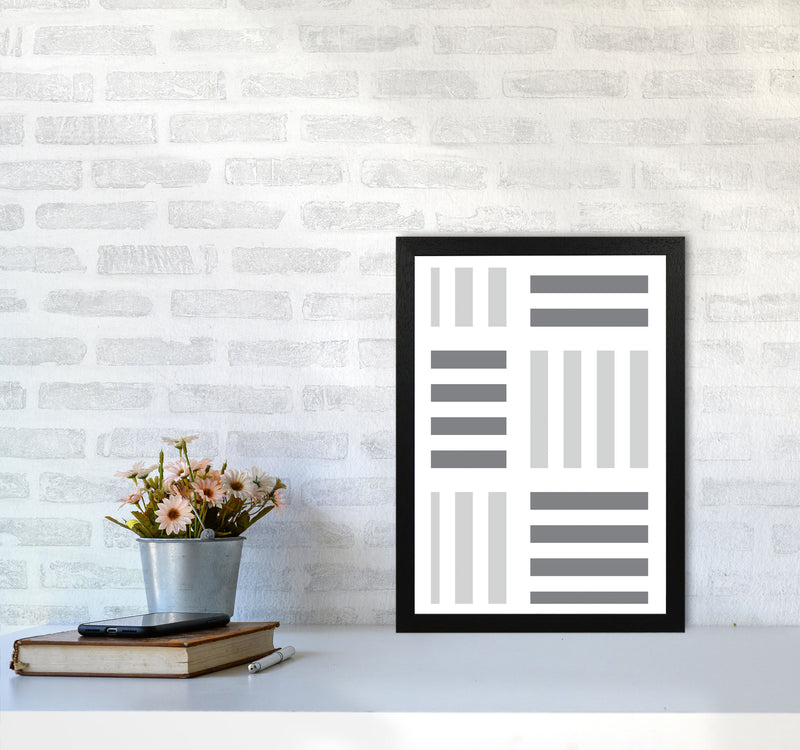 Grey Abstract Patterns 2 Modern Print A3 White Frame