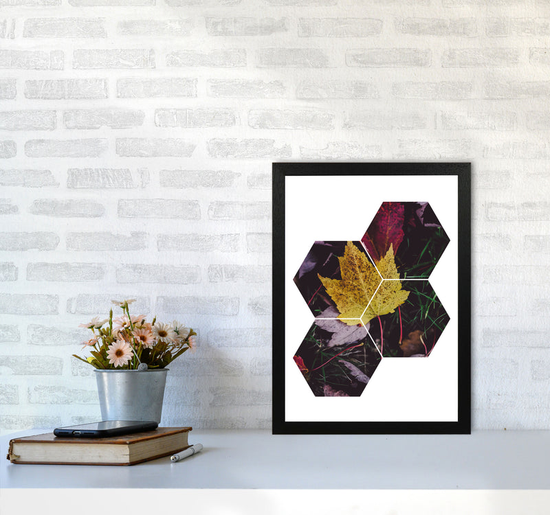 Leaf And Grass Abstract Hexagons Modern Print A3 White Frame