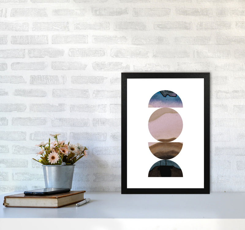 Pastel And Sand Abstract Circles Modern Print A3 White Frame