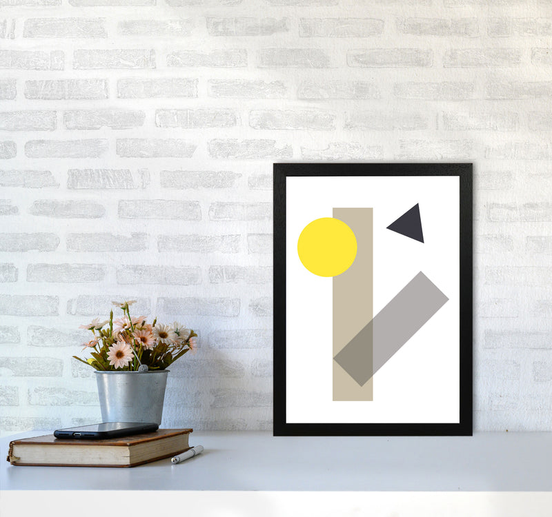 Random Yellow Geo Styles 3 Modern Print A3 White Frame
