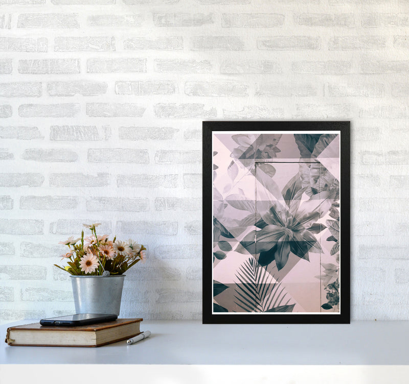 Abstract Retro Flower Pattern Modern Print A3 White Frame