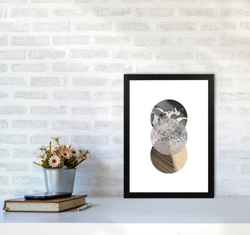 Sand, Glass And Shadow Abstract Circles Modern Print A3 White Frame