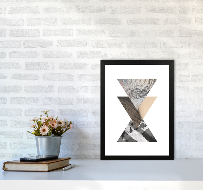 Sand, Glass And Shadow Abstract Triangles Modern Print A3 White Frame