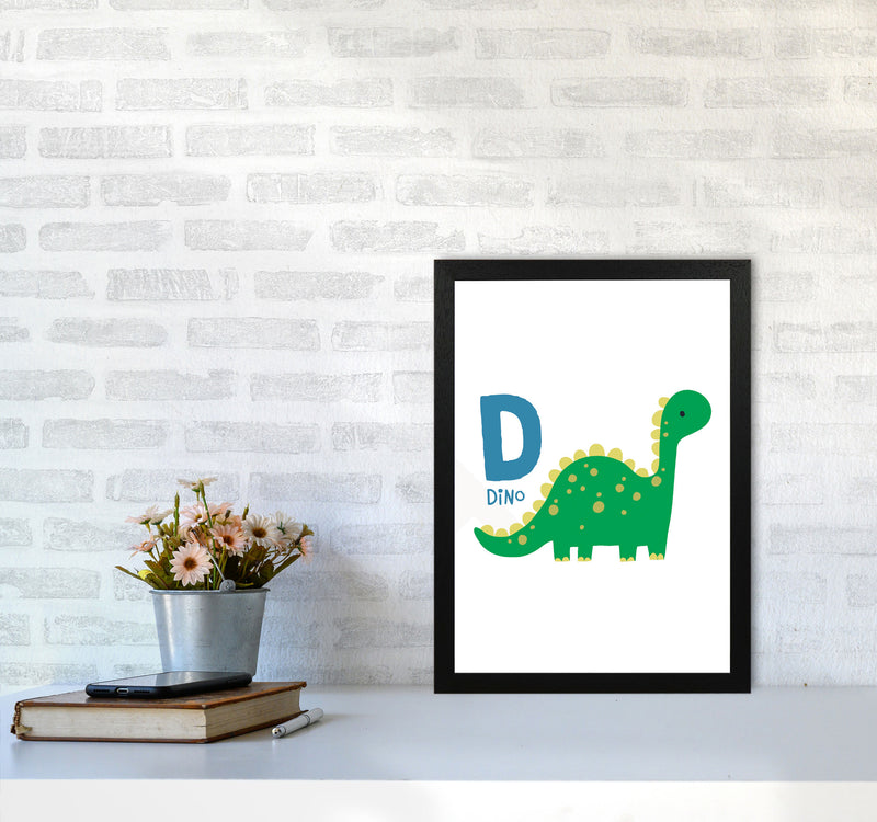 Alphabet Animals, D Is For Dino Framed Nursey Wall Art Print A3 White Frame