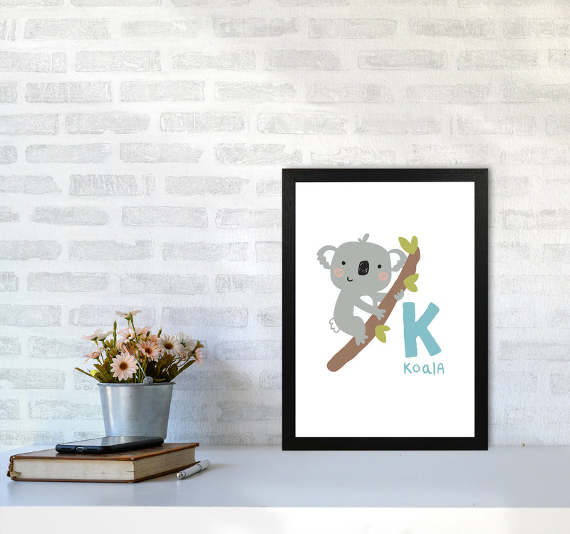 Alphabet Animals, K Is For Koala Framed Nursey Wall Art Print A3 White Frame