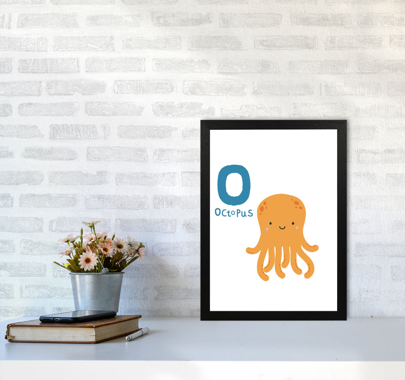 Alphabet Animals, O Is For Octopus Framed Nursey Wall Art Print A3 White Frame