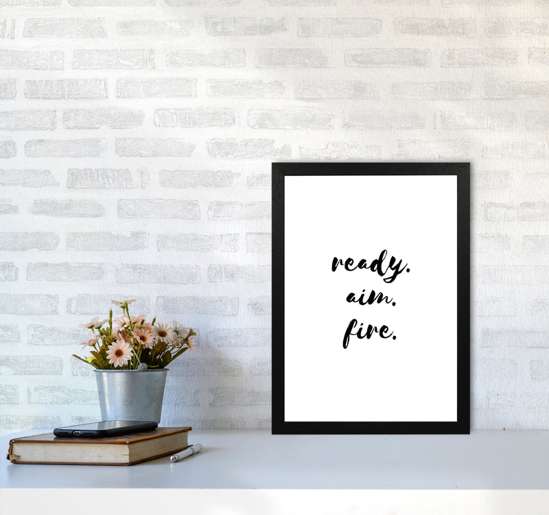 Ready Aim Fire, Bathroom Modern Print, Framed Bathroom Wall Art A3 White Frame