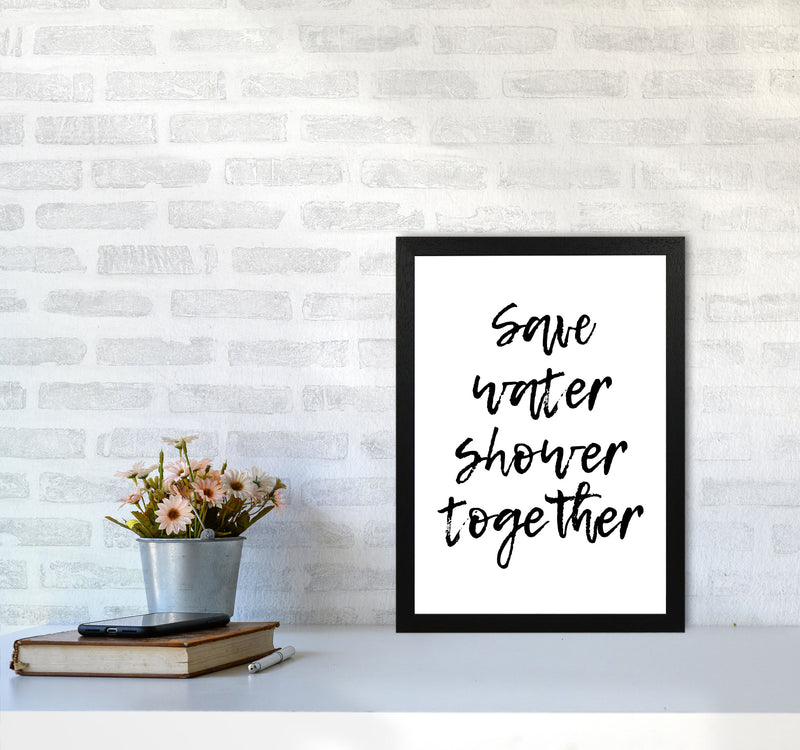 Shower Together, Bathroom Modern Print, Framed Bathroom Wall Art A3 White Frame