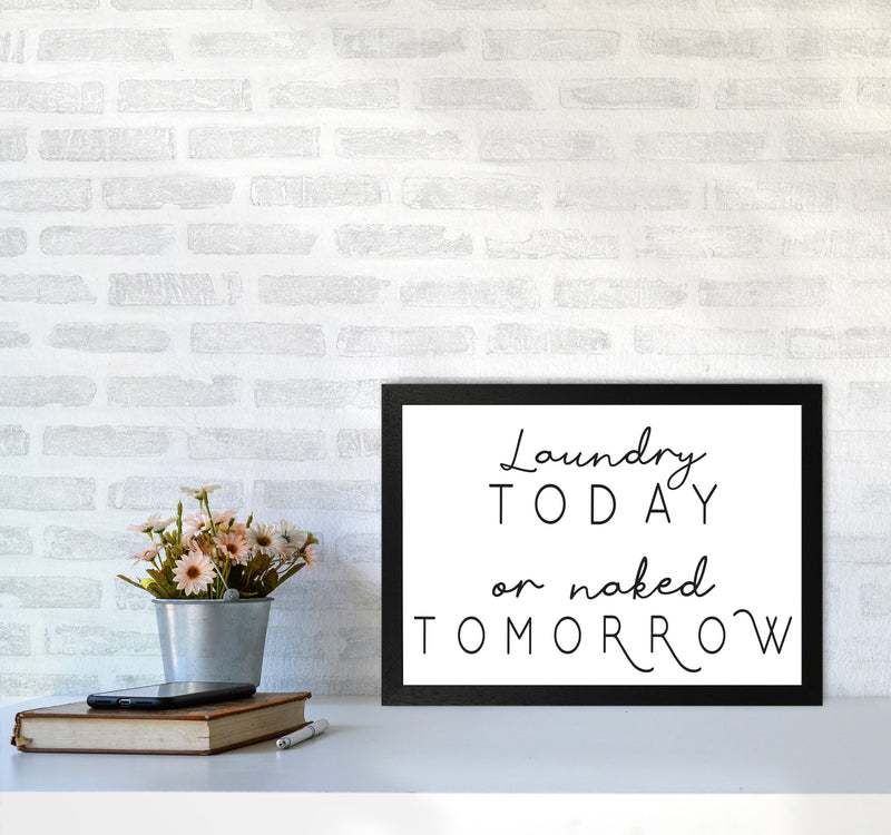 Laundry Today Landscape, Bathroom Modern Print, Framed Bathroom Wall Art A3 White Frame