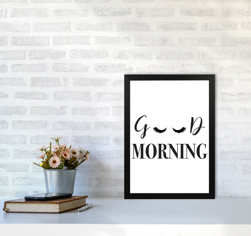 Good Morning Lashes Framed Typography Wall Art Print A3 White Frame