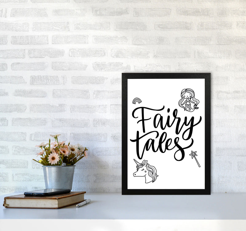 Fairy Tales Black Framed Nursey Wall Art Print A3 White Frame