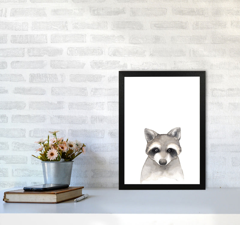 Forest Friends, Cute Raccoon Modern Print Animal Art Print A3 White Frame