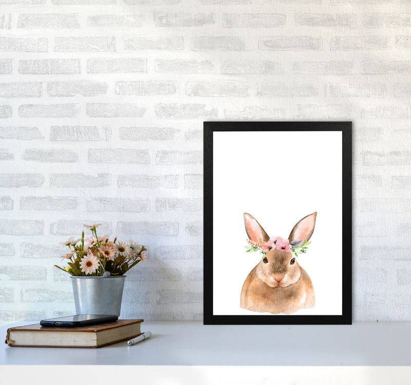 Forest Friends, Floral Cute Bunny Modern Print Animal Art Print A3 White Frame
