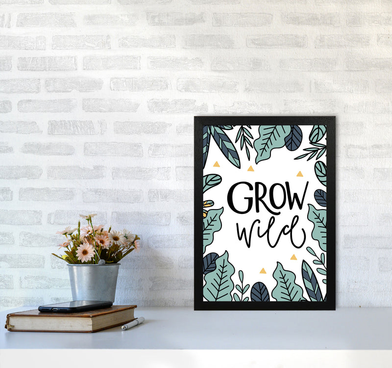 Grow Wild Floral Modern Print, Framed Kitchen Wall Art A3 White Frame